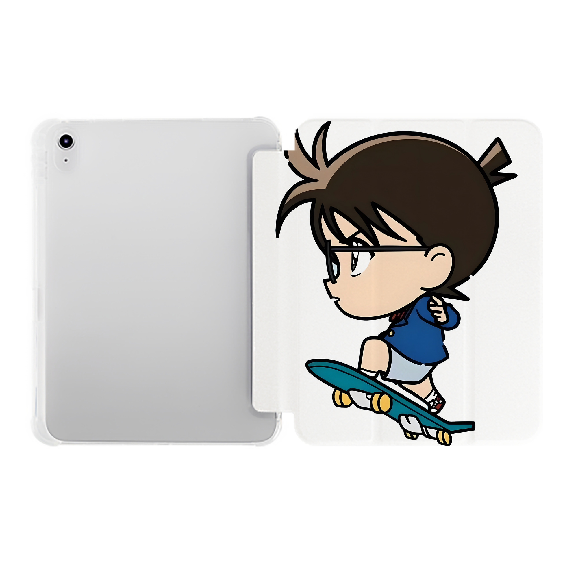 （画像用） 名探偵コナン 江戸川 コナン Detective Conan Conan Edogawa IPad ケース ペン収納付き 三つ折りスタンド PUレザー×シリコン 対応機種9.5/10.5/10.9インチ